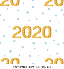 
Vector illustration of new year pattern 2020. Figures of cheese and snowflakes isolated on white background.