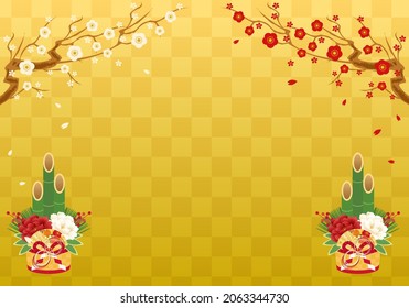 Vector illustration of New Year of plum and kadomatsu

translation: kadomatsu (Kadomatsu is a Japanese New Year decoration)