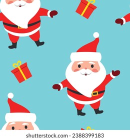 Ilustración vectorial. Patrón sin fisuras de Año Nuevo. Santa Claus.