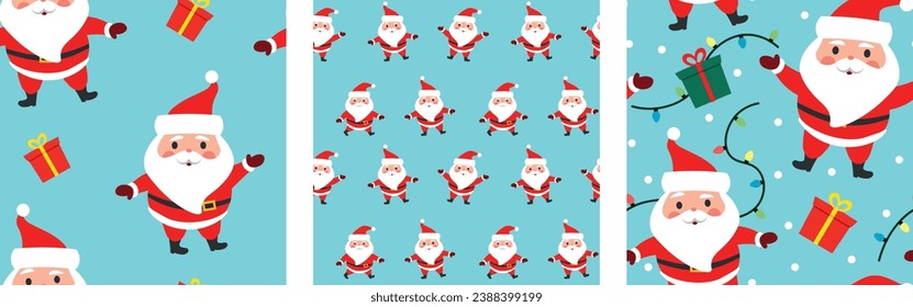 Vector illustration. New Year seamless pattern. Santa Claus.