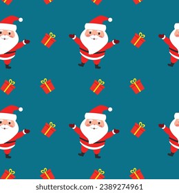 Ilustración vectorial. Patrón sin fisuras de Año Nuevo. Santa Claus.