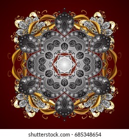 Vector illustration. New Year sign. Icon silhouette. Symbol of celebration. Snowflake winter isolated on red gradient background. For Christmas design.
