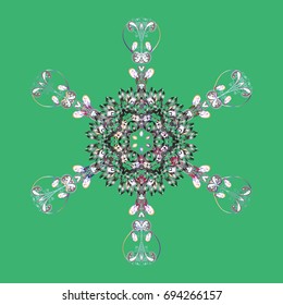 Vector illustration. New Year sign. Symbol of celebration. Snowflake winter isolated on colorful background. Icon silhouette. For Christmas design.