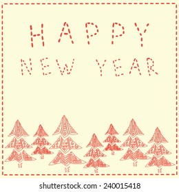 Vector illustration of a new year stylized embroidery greeting card