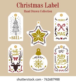 Vector illustration. New Year template flyer printing with an inscription on a beige background.