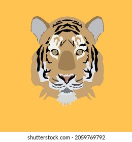 vector illustration of New Year tiger face close up isolated 