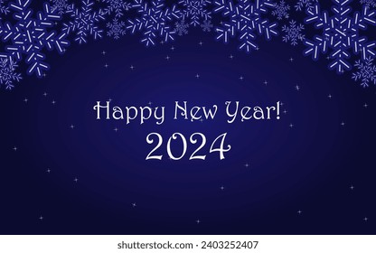 Vector illustration. New Year's background, Snowflakes on a dark blue background with a soft gradient. Banner, printing of advertising materials, announcements, posters, signs.