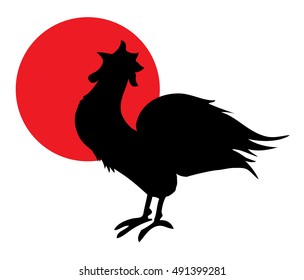 vector illustration of a new years background with rooster and moon