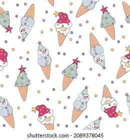 Vector illustration. 
New Year's pattern ice cream for children.