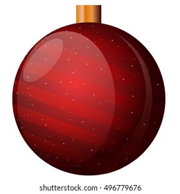 Vector illustration. New Year's red ball with stripes on white background.