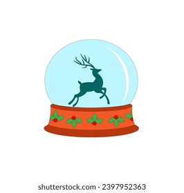 Vector illustration of a New Year's toy, snow globe with deer