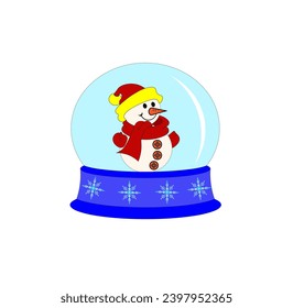 Vector illustration of a New Year's toy, snow globe with a snowman