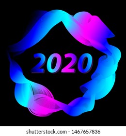 Vector illustration. New year's whirlwind, 2020 new year