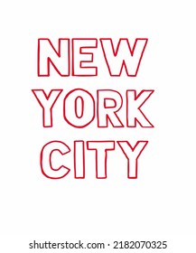 Vector illustration of New York. Black inscription on New York. USA