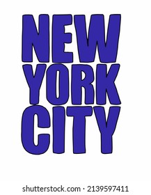 Vektorgrafik von New York. Blaue Inschrift in New York. USA