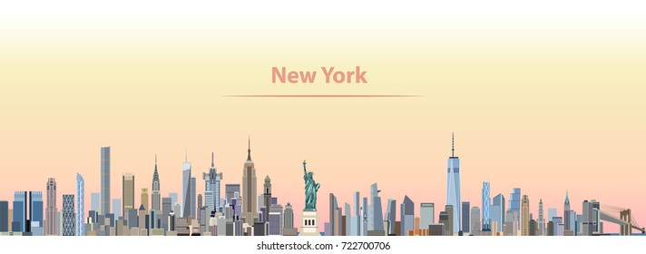 vector illustration of New York city skyline at sunrise svg