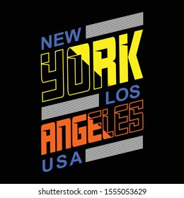 vector illustration new york and los angeles, a typography artistic line concept 