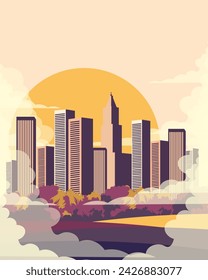 Ilustración vectorial. Nueva York, diseño de póster, banner vertical, postal. Diseño moderno. Diseño plano.