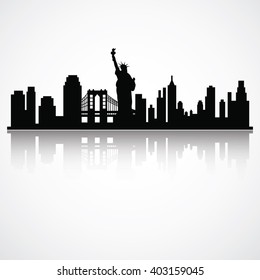 Vector Illustration : New York Skyline Silhouette