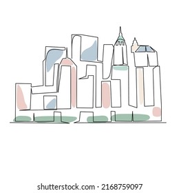 Vector illustration of New York skyscrapers drawn in line art style