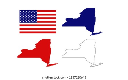vector illustration of New York State maps with USA flag