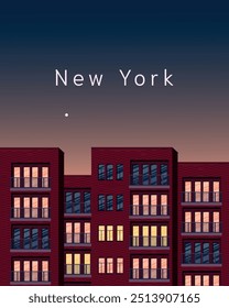 Ilustração vetorial. Cartaz de viagem de Nova York, faixa, cartão postal, capa. Design moderno. Turismo e viagens.