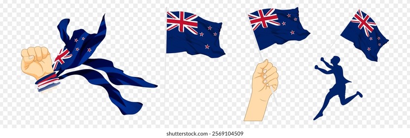 Vector illustration of New Zealand flag composition on transparent background