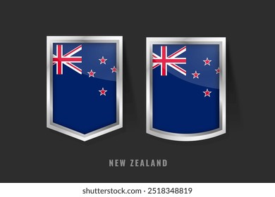 Vector Illustration of NEW ZEALAND Label Logo. NEW ZEALAND Badge Sign NEW ZEALAND With Flag, New Zealander Product Label Banners Template.