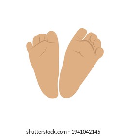 vector illustration of newborn baby's feet. cute logo for birthday invitation or pregnancy party. modern minimalism style. Bohemian
