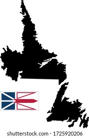vector illustration of Newfoundland and Labrador map with flag