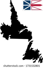 vector illustration of Newfoundland and Labrador map with flag