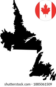 ilustración vectorial del mapa de Terranova y Labrador con bandera canadiense