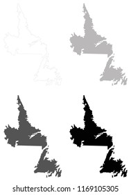 vector illustration of Newfoundland and Labrador maps