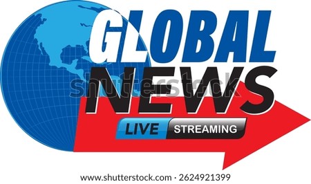 Vector illustration of a news logo featuring a globe and bold text, ideal for media and broadcasting purposes