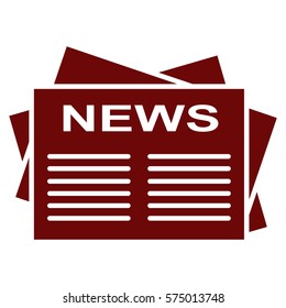 Vector Illustration of News Paper in Maroon Icon
