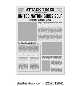 Vector Illustration News Paper Template With Text And Picture Placeholder. Isolated on white background