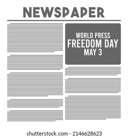 Vector illustration of newspaper background. World press freedom day. May 3.