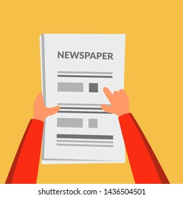vector illustration, newspaper in hand