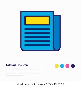 Vector illustration of newspaper icon colored line. Beautiful advertising element also can be used as daily press icon element.
