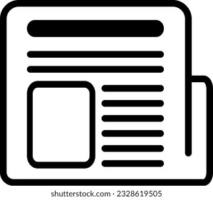 Vector illustration of a newspaper icon. Front page, newspaper article.