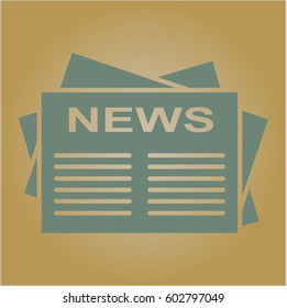 Vector illustration of Newspaper vector icon in green.
