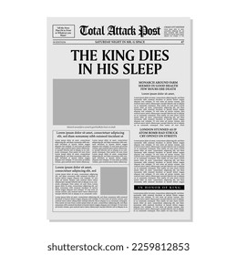 Vector Illustration Newspaper Template With Text And Picture Placeholder. isolated on white background