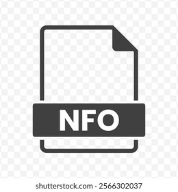 Vector illustration of NFO file in dark color and transparent background(PNG).