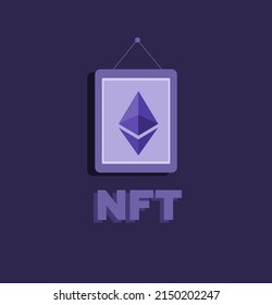 Vector illustration. NFT background. The concept of digital technologies. Crypto art. Picture with nft and ethereum sign