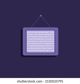 Vector illustration. NFT background. The concept of digital technologies. Crypto art. NFT icon and picture frame with binary code