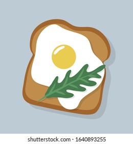 Vector illustration of a nice breakfast: scrambled egg on toast with greens