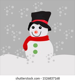 (vector illustration) A nice and cute cartoon snowman in welcoming Christmas. suitable for Christmas specials.
