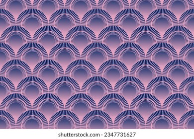 Vector illustration of nice and elegant purple semi-circle pattern pattern arranged in a row.