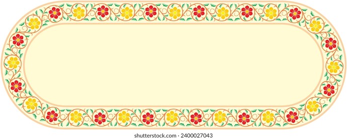 Vektorgrafik für schönen Blumenrahmen, weiche Farben. Geeignet für die Verwendung als Moschee Dekorationselement, Hintergrund, Kalligrafie, Rahmen. Benutzerfreundlichkeit mit Texteingabenbereich in der Mitte