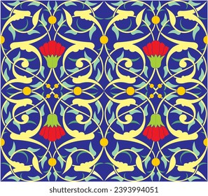 Vector illustration for nice floral ornament pattern. with a blue background. Suitable for use in frames, calligraphy, invitation cards, backgrounds, mosque decorations, etc